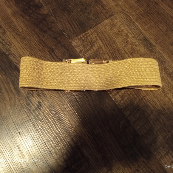 Shein Cognac Ribbed Rectangle Buckle Straw Belt Size Small - Picture 4 of 5